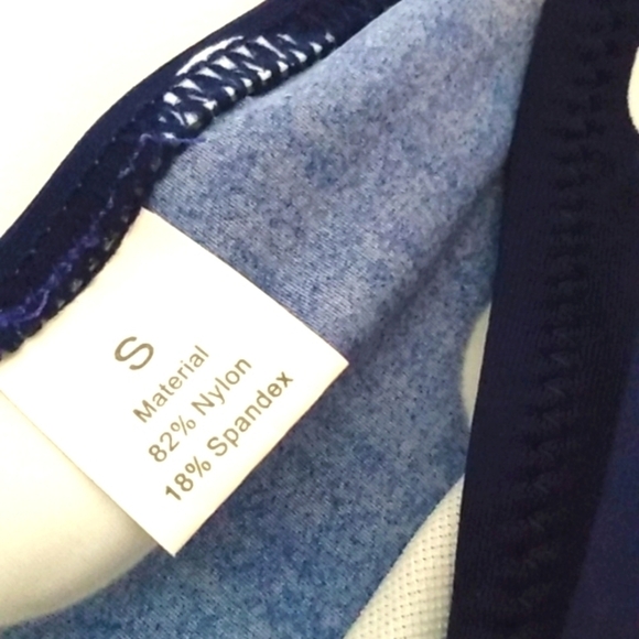 HIGH-WAIST RUCHED BIKINI BOTTOMS NAVY BLUE WHITE POLKADOTS SIZE SMALL NWOT - Picture 3 of 6